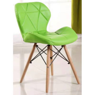 Pu leather seating beech wooden legs Dining chair