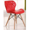 Pu leather seating beech wooden legs Dining chair