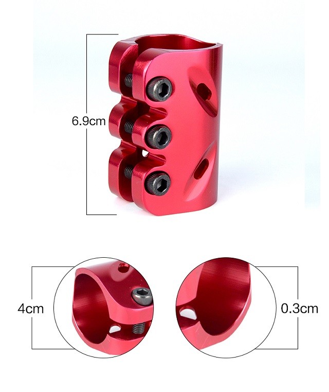 High End Three Bolts Pro Stunt Scooter Clamp with Anodizing Red Color ...