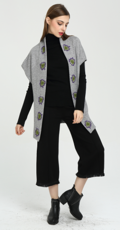 OEM new design women 100% pure cashmere cardigan with hand embroidery China vendor