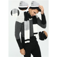 Wholesale new design 100% pure cashmere strip knitting scarf for men China factory