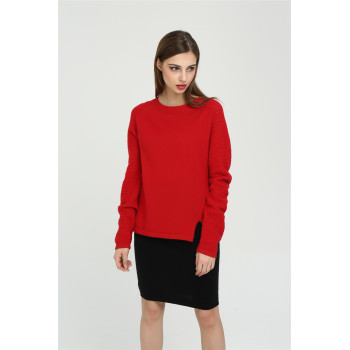 Wholesale new design round neck pure cashmere sweater for women China manufacturer
