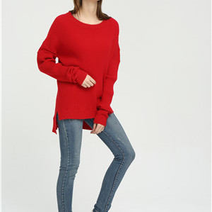 maglione da donna in puro cashmere con colore rosso