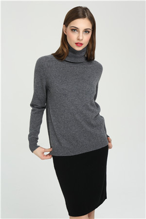 OEM factory turtle neck pure women cashmere sweater with solid color wholesale