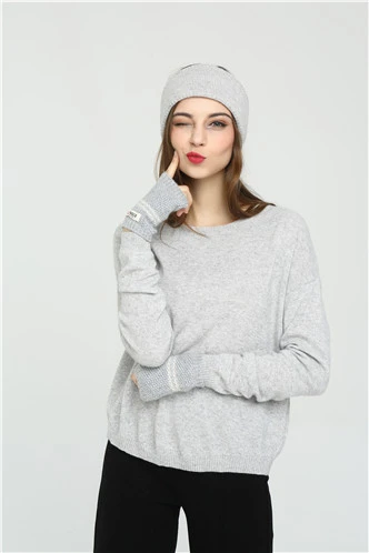 Custom women solid colour pure cashmere headband and gloves set wholesale