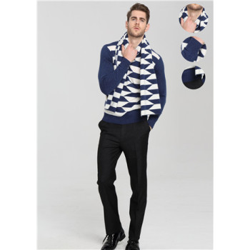 Wholesale long style 100% pure cashmere special strip scarf for men China supplier