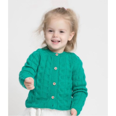 Suéter tipo cárdigan de lana y cachemir de color verde claro