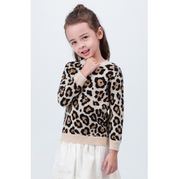 wholesale girl cashmere sweater with leopard pattern pullover China vendor