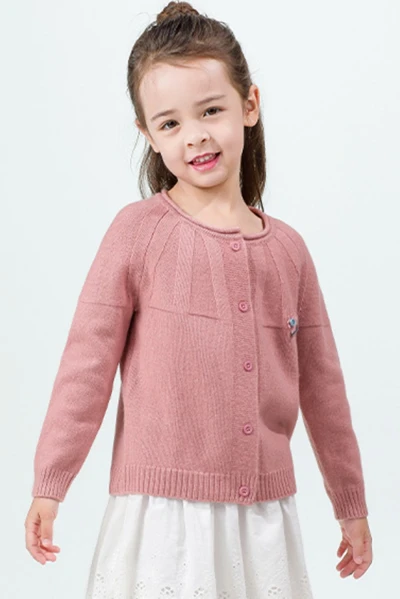 Wholesale pink color cute girl special rib cashmere sweater with round neck China factory