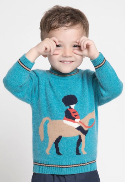 Custom design boy crewneck cashmere sweater with horse pattern and round neck China manufacturer
