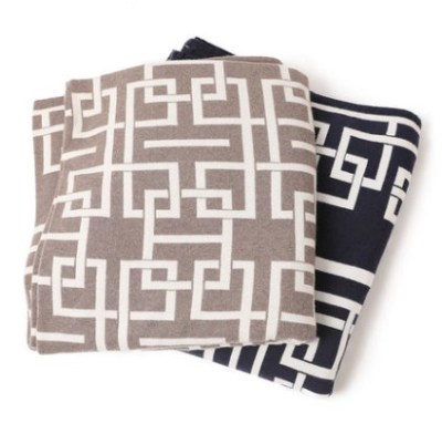Чисто кашемировое одеяло с жаккардовым узором в двух цветах