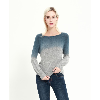 Wholesale new fashion pure cashmere women sweater with dip dye printing China supplier