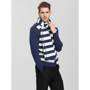 Wholesale long style 100% pure cashmere special strip scarf for men China supplier