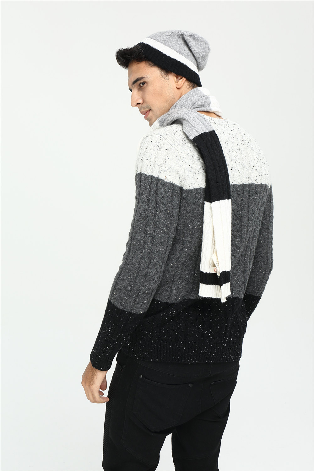 nuevo diseño 100% pura cachemira tira tejer bufanda para hombres