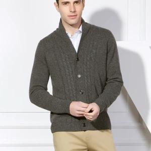 ODM China factory new design 100% pure cashmere cardigan knitwear for men with cheap price