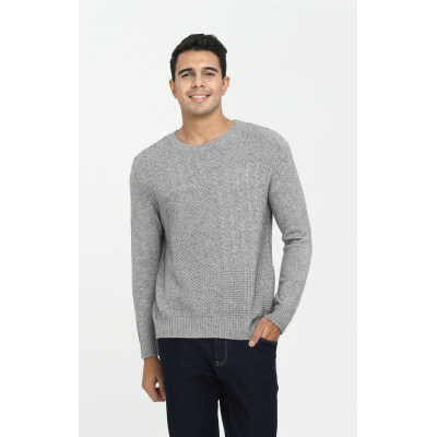 Custome design long sleeve pure cashmere men sweater with solid color for fall winter China factory