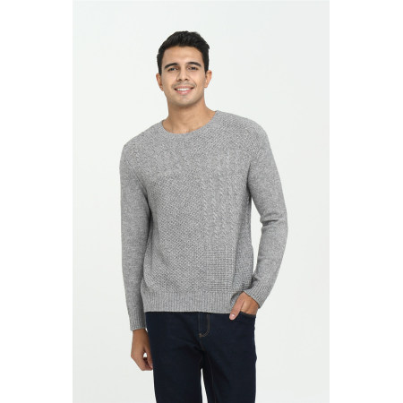 Langarm-Pullover aus reinem Kaschmir für Männer mit einfarbiger Farbe