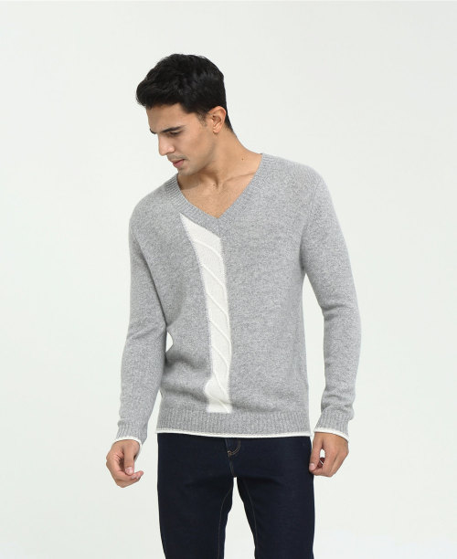 suéter de cachemir de manga larga 100% puro para hombre
