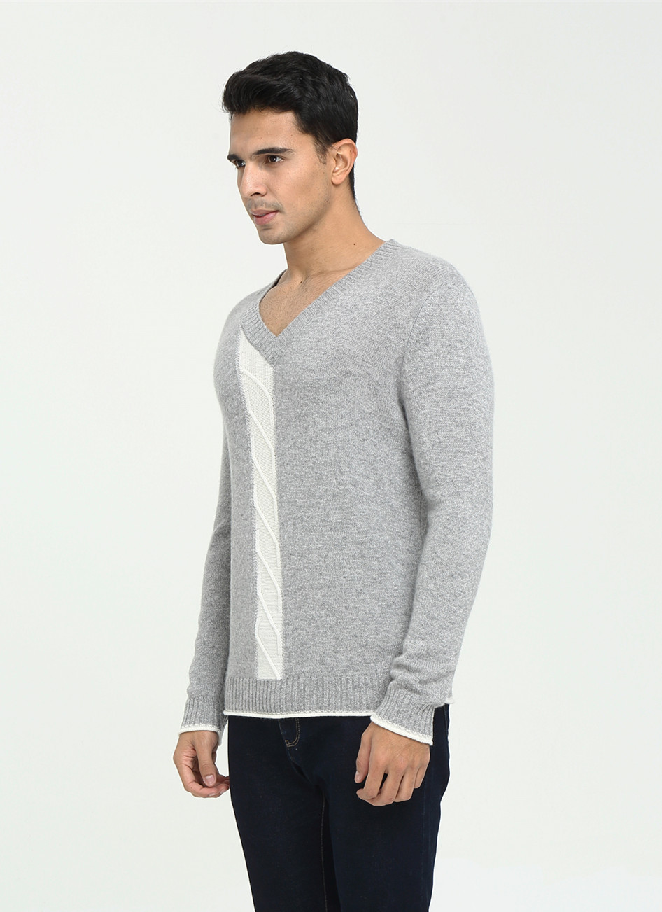long sleeve 100% pure cashmere sweater for men