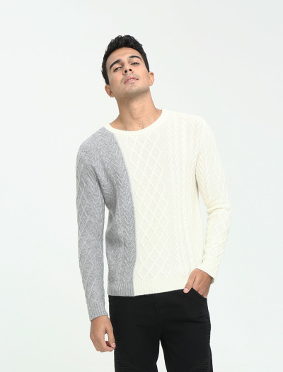 ODM China factory new design 100% pure cashmere contrast color pullover knitwear China vendor