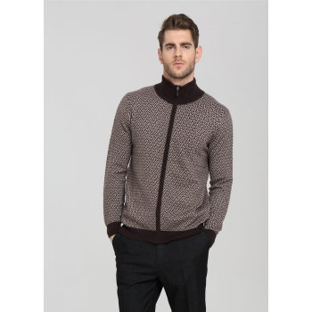 Wholesale thick pure cashmere men cardigan with fancy patterns China supplier