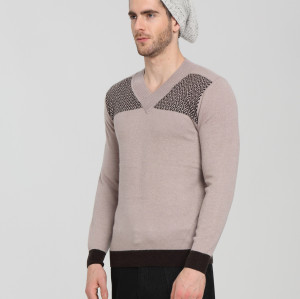 moda vneck suéter de hombre de pura cachemira con patrones de rayas