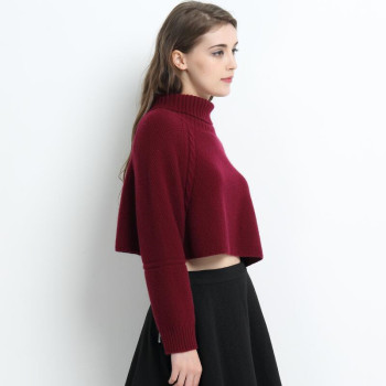 Wholesale fashion 100% cashmere women sweater with red color China supplier