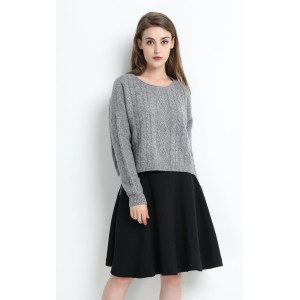 Wholesale round neck 100% pure cashmere ladies sweater with lurex yarns China factory