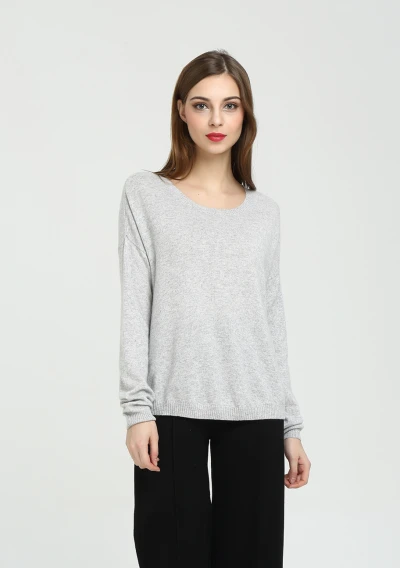 Wholesale fashion design pure cashmere women sweater with solid color China supplier