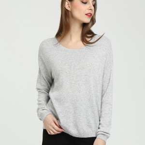 suéter de mujer de cachemira pura de diseño de moda con color sólido