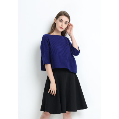 suéter 100% puro de cachemira para mujer con color azul marino