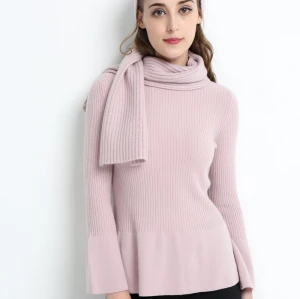 Wholesale fashion pure cashmere women sweater with pink color China manufacturer