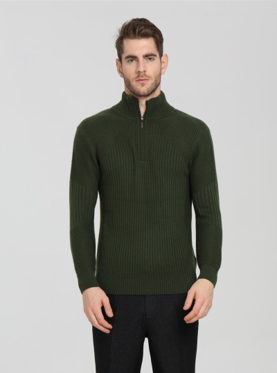 OEM fashion design 100% pure cashmere men cardigan with green color China supplier
