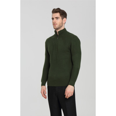 OEM fashion design 100% pure cashmere men cardigan with green color China supplier