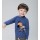 blauer Pullover mit Kaschmirpferdemuster für Jungen mit Rundhalsausschnitt