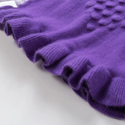 Custom design girl cashmere round neck special knit pattern dress wholesale