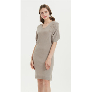 wholesale women 100% high quality pure cashmere long sweater with hand embroidery in cheap price