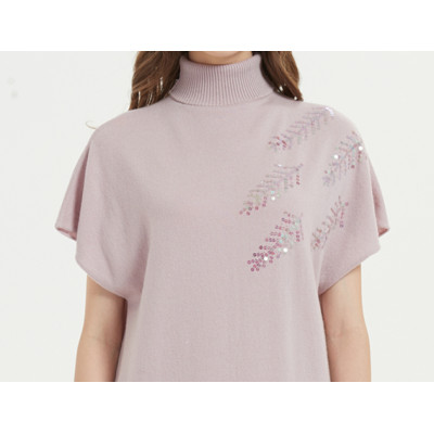 wholesale private label high quality pure cashmere dress with hand embroidery with low price