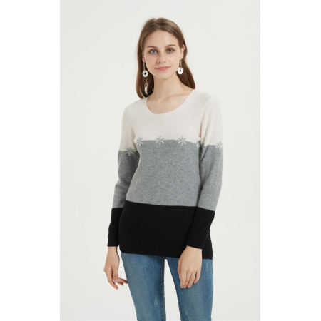 moda suéter de pura cachemira para mujer con bordado a mano