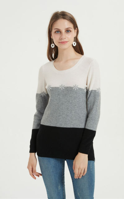 moda suéter de pura cachemira para mujer con bordado a mano