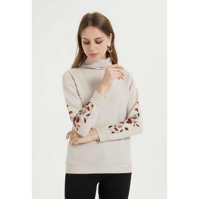 suéter de mujer de cachemira pura de moda de bordados a mano para otoño invierno