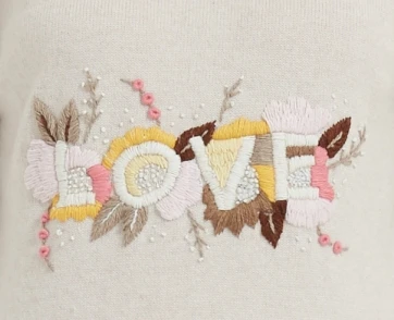 wholesale OEM design women high quality cashmere sweater with hand hand embroidery