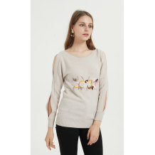 latest chinese design wholesale high quality pure cashmere sweater with traditional hand embroidery