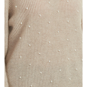 chinese cashmere supplier hand beading pure cashmere women sweater in high quality cashmere yarns