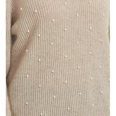 chinese cashmere supplier hand beading pure cashmere women sweater in high quality