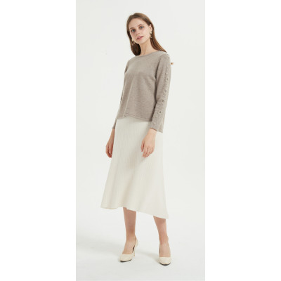 wholesale high quality women cashmere crewneck with hand embroidery with OEM design