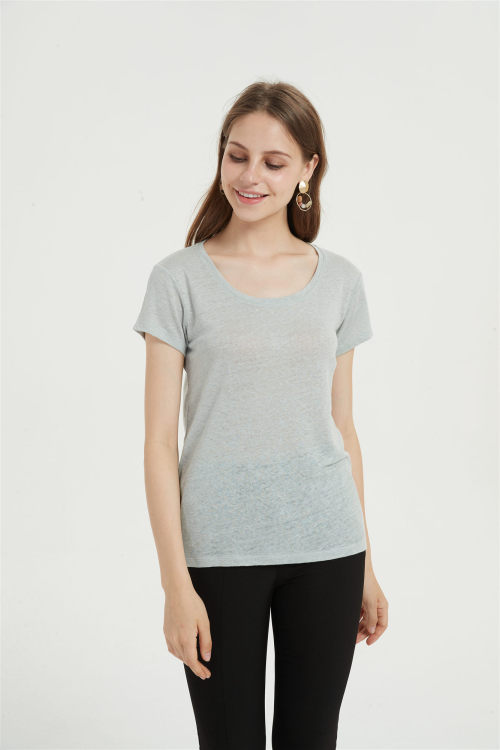 lässiges Damen-T-Shirt aus Baumwollmischung mit V-Ausschnitt für den Sommer