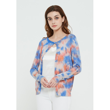maglione da donna in puro cashmere di design della moda con stampa colorante cravatta