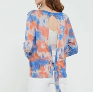 High quality wholesale women latest tie dye printing silk cashmere cardigan in reasonable price