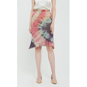 Women tie dye printing silk cashmere knit skirt